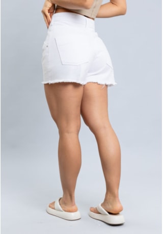 Shorts Mom Feminino de Sarja Branco Barra Desfiada Dialogo