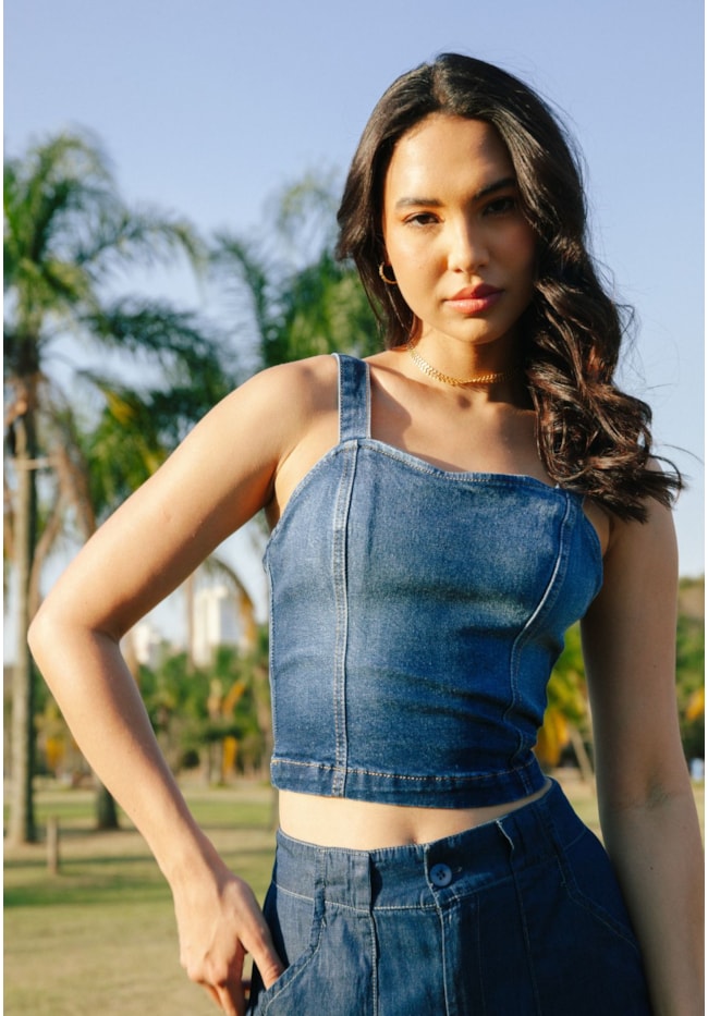 Top Jeans Cropped Stone Com Recorte Feminino Dialogo Jeans-33e0f5bb-0ed2-419a-a6b8-41cdb0cb1040