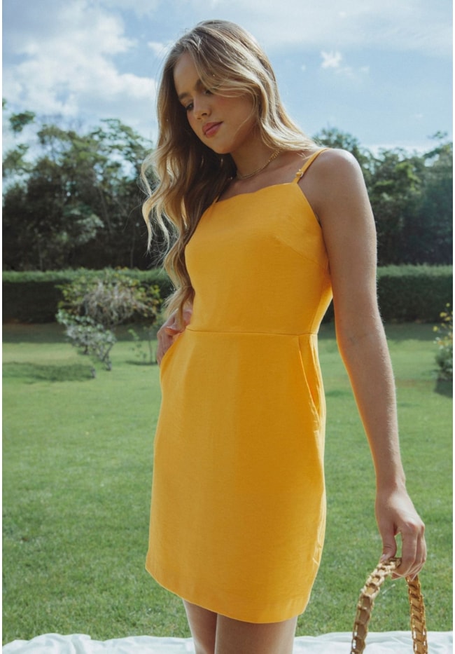 Vestido Curto Feminino de Alça na Cor Laranja Dialogo Jeans-9a274e64-d432-47c6-8a27-1f7a3cf2f030