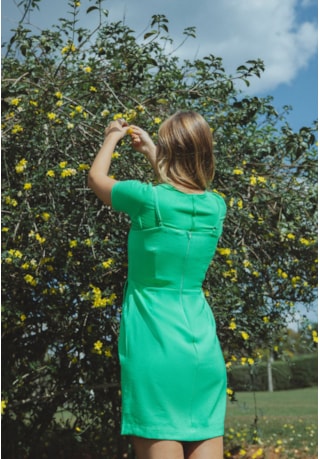 Vestido Curto Feminino de Alça na Cor Verde Dialogo Jeans